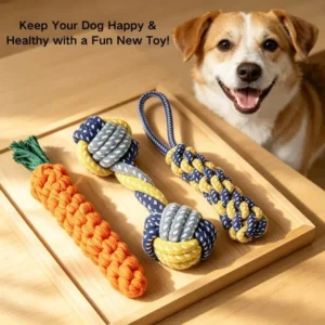 Plant-Dyed Cotton Rope Dog Chew Toy Carrot Corn