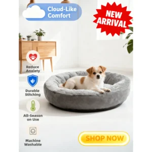 Dark Grey Calming Dog Beds For Pets Anti Anxiety