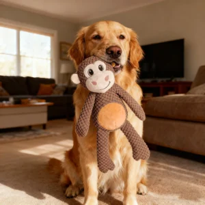 Durable Long-Legged Monkey Squeaky Plush Dog Toy