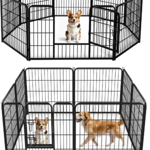 32 Inch Metal Dog Playpen 8 Panels Foldable Pet